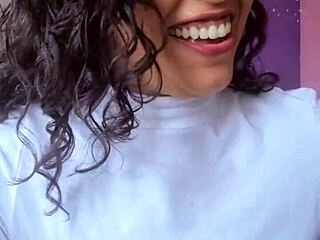 This hot Brazilian brunette with natural tits in lingerie wants you to cum hard for her?