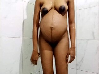 pregnant stepmom craves anal action while she's in the bath, surprising with her mature latina curves and desires