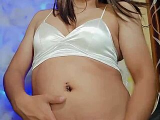 Transsexual In Pajamas Ready For Detailed Masturbation Session