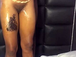 Suggestive Thigh Play with Slick Handjob and Deep Fingering on Her Oiled Laps