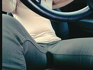 Woman in jeans desperately needs toilet but gets stuck in traffic and wets herself uncontrollably