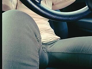 Woman in jeans desperately needs toilet but gets stuck in traffic and wets herself uncontrollably