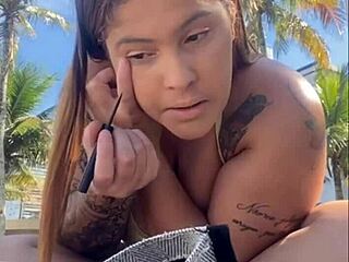 Exhibiting my big pussy on the beach