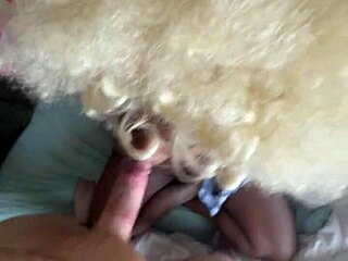 suck that ebony cock deep, blonde amateur, while I bend you over the bed.