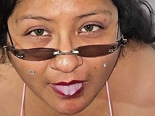 Kitty Wants Cum But Settles For Bikini Tease And Swallow In Bbw Action