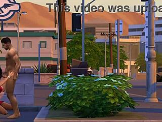 bella goth casually gives a public blowjob in sims 4 simulation