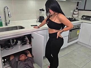 Horny Colombian woman seduces plumber and rides his massive cock passionately - Alejandra Palacios