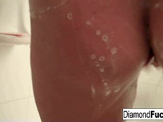 Diamond Decides to Get Wet and Wild in the Shower with Big Tits Masturbation