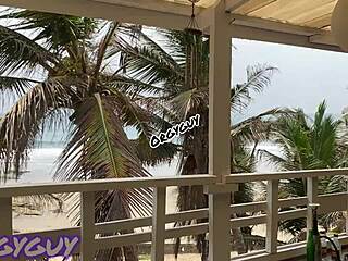 Ebony wife flashes pussy outdoors