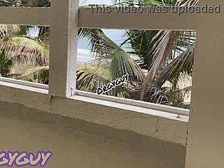 Ebony wife flashes pussy outdoors