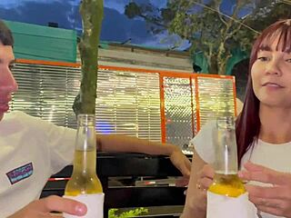 Allisonsweet encounters a massive cock on her first date, starting with deepthroat before riding in cowgirl and missionary positions.