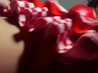 slave licks milf mistress pussy deep then takes hard strap-on fucking in bdsm session