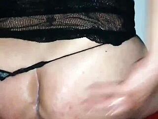 Crossdressing anal action contrasts with public outdoor vegetable play in retro style