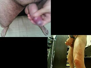 Specific Details Of Cumshot On Two Legs In Homemade Amateur Anal Dildo Masturbation With Orgasm