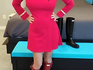 she was boldly going on a casual adventure. exploring new places in her dress and boots.