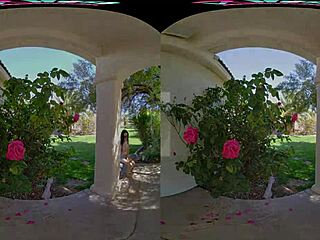 vrhush tells how naughty petite brunette jazmin luv rides cock outdoors