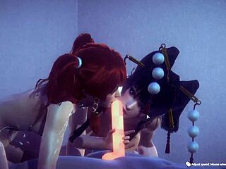 Honey Select 2 Scene With FMF Threesome Featuring Nyotengu And Kanna In Office Setting