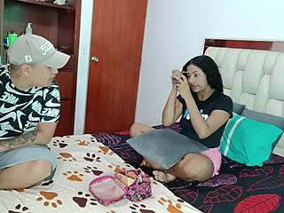 Oh man, my perverted stepbrother is fucking his cute latina stepsister's pussy right now