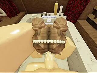 brunette with a fat ass sucks and fucks in the bathtub