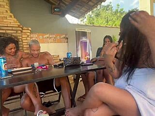 Young Latina Influencers Swap Partners For Amateur Anal And Blowjob Action In The Pool Doggystyle