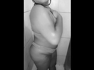 Oh god, the camera caught my hot neighbor masturbating wildly in the bathroom with toys for her lover, squirting everywhere