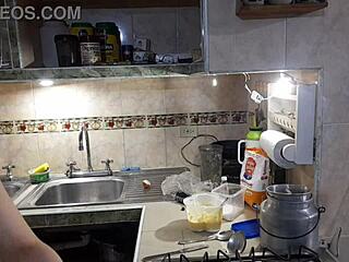 Estefani naked preparing delicious pancakes