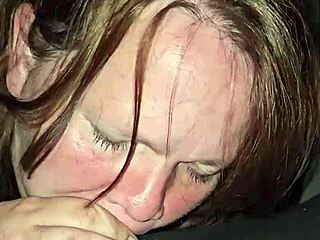 Wife spits on hard cock before moaning loudly and deepthroating it all the way down.