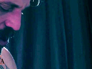 Curvy Latina gives footjob with toes on big clit.