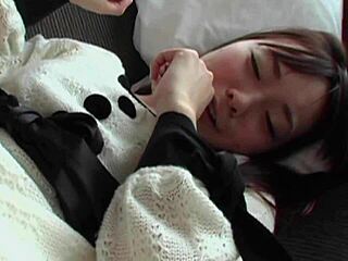 Japanese Cutie With Tiny Tits And Hairy Pussy Sucks Big Cock Before Anal Fucking!