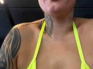 Fui treina shows off big tits and wet pussy in tiny bikini at Copacabana beach gym, getting so horny she almost gets kicked out
