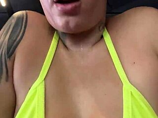 Fui treina shows off big tits and wet pussy in tiny bikini at Copacabana beach gym, getting so horny she almost gets kicked out