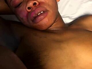 She SQUIRTS from monster COCK in wet ebony teen pussy all day long