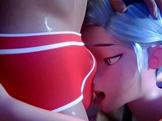 Intense animated threesome with standing doggystyle action by Tyviania