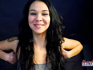 Cute Brunette Sabrina Masturbates And Sucks Juicy Cock For Hot Cumshot!