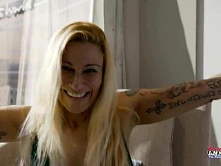 i watched tattooed blonde cindy crawford get wildly banged in a group session then eagerly swallow every drop of cum from the intense blowjob and rimjob action