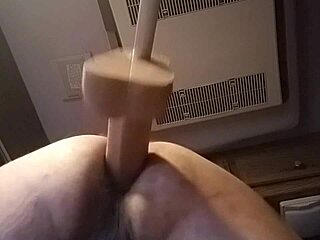 Solo Dildo Action In Doggy Position With Huge Toy