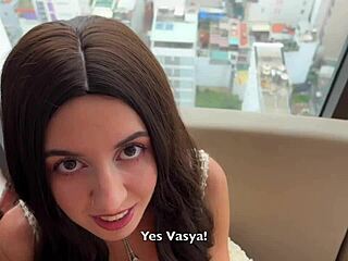 Spanish Blanca Eagerly Tries White Russian Cock for Creampie in Pussy