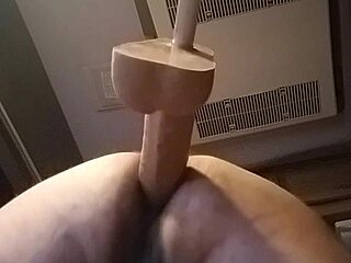 Solo Dildo Action In Doggy Position With Huge Toy