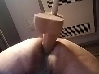 Solo Dildo Action In Doggy Position With Huge Toy