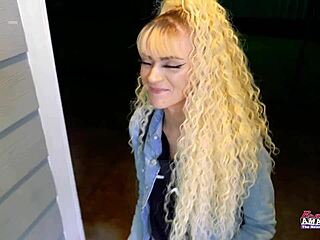 skinny blonde cutie sassy sucks a cock before she gets her pussy pounded