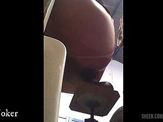 Skinny brunette boldly rides machine dildo up and down in homemade anal session, worshiping her narrow ass until intense orgasm hits