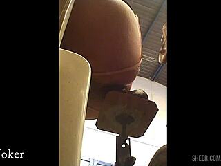 Skinny brunette boldly rides machine dildo up and down in homemade anal session, worshiping her narrow ass until intense orgasm hits