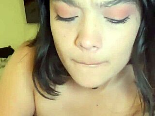 hot brunette babe sucking and stroking my cock so damn hard!