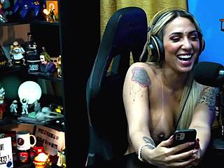 Bruna Lambertini sits naked on Ruan's lap after his kiss request in podcast interview