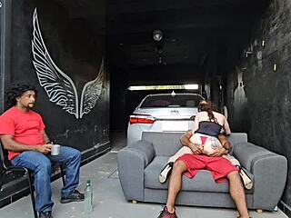 in a steamy garage dance my friend's girlfriend felt my monster cock harden and fucked me wildly right in front of her cuckold boyfriend