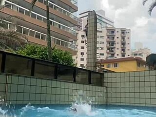 what if he kept rubbing his hard cock on me while flashing in the pool like an exhibitionist