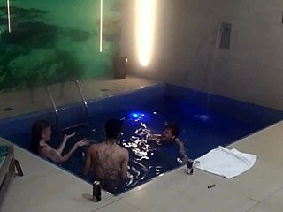 threesome with friends in the motel pool part 2