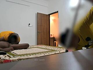 Indian couple engages secretly while maid watches nearby