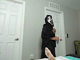 free ghostface fucker halloween sloppy handjob with monster cock amateur milf in lingerie and big ass action