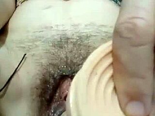 Hey, check out my hot friend masturbating with her wet pussy using a dildo!